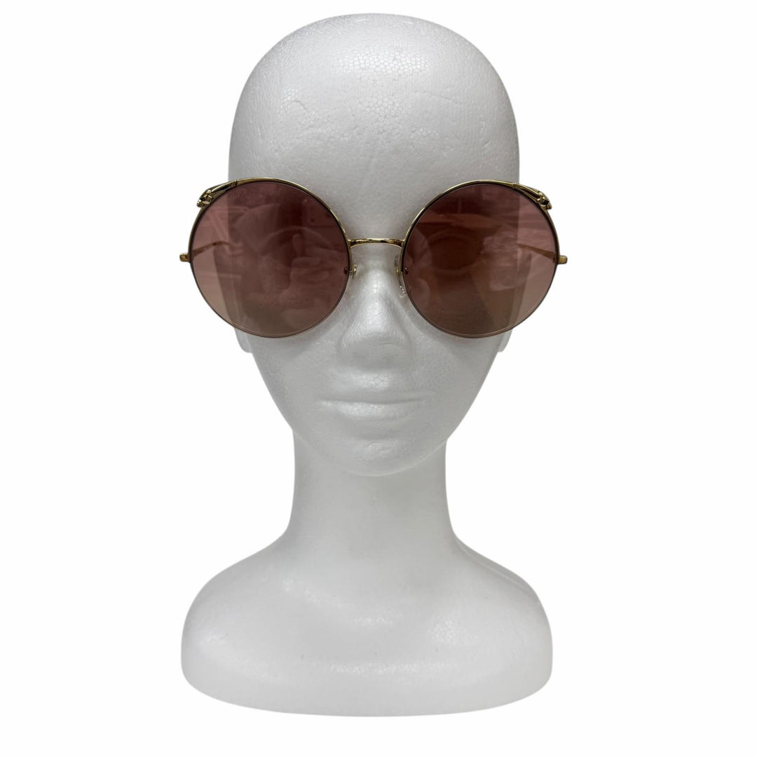 未使用品☆Cartier カルティエ CT0149S パンテール ラウンド ハーフリム サングラス ゴールド ピンク 60□20 デモレンズ イタリア製 箱付