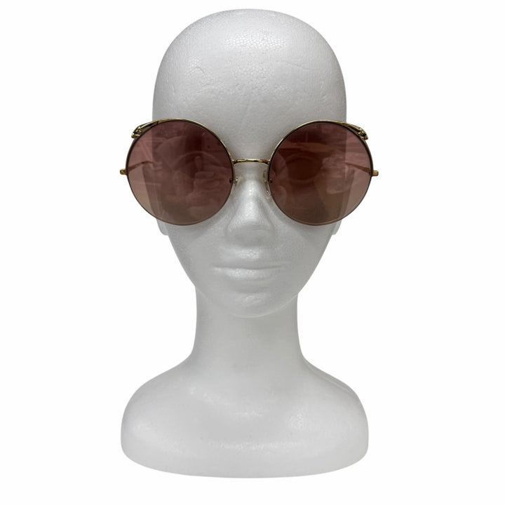 未使用品☆Cartier カルティエ CT0149S パンテール ラウンド ハーフリム サングラス ゴールド ピンク 60□20 デモレンズ イタリア製 箱付