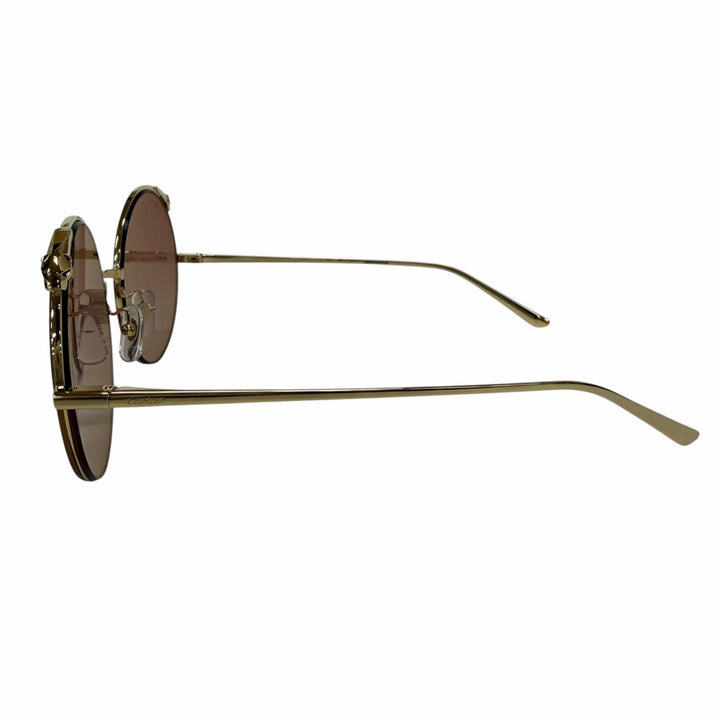 未使用品☆Cartier カルティエ CT0149S パンテール ラウンド ハーフリム サングラス ゴールド ピンク 60□20 デモレンズ イタリア製 箱付