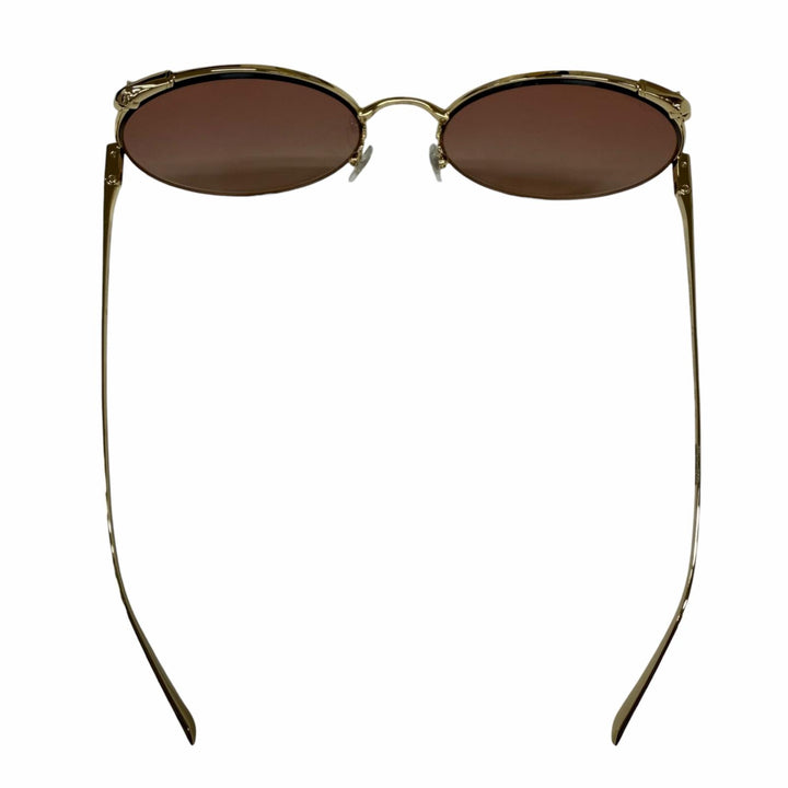 未使用品☆Cartier カルティエ CT0149S パンテール ラウンド ハーフリム サングラス ゴールド ピンク 60□20 デモレンズ イタリア製 箱付