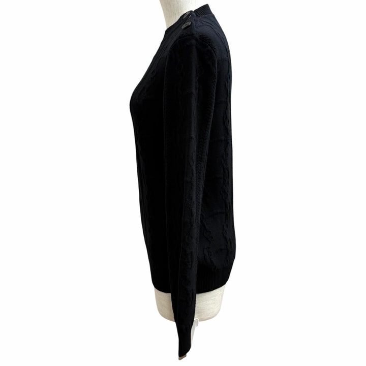 未使用品★HERMES エルメス 2H2644D6 LA PROMENADE DU MATIN 朝の散歩 ウール カシミヤ混 セリエボタン ニット ブラック 36 伊製 正規品