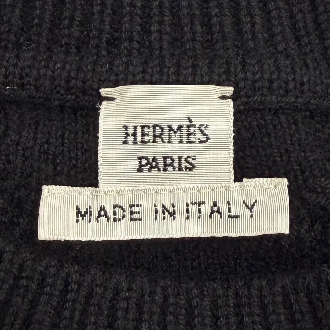 未使用品★HERMES エルメス 2H2644D6 LA PROMENADE DU MATIN 朝の散歩 ウール カシミヤ混 セリエボタン ニット ブラック 36 伊製 正規品