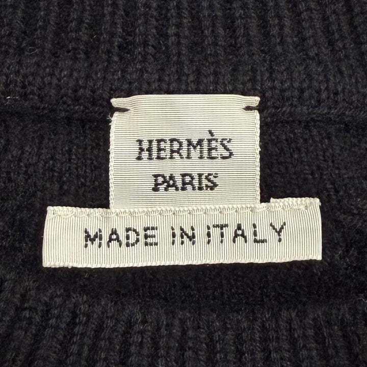 未使用品★HERMES エルメス 2H2644D6 LA PROMENADE DU MATIN 朝の散歩 ウール カシミヤ混 セリエボタン ニット ブラック 36 伊製 正規品