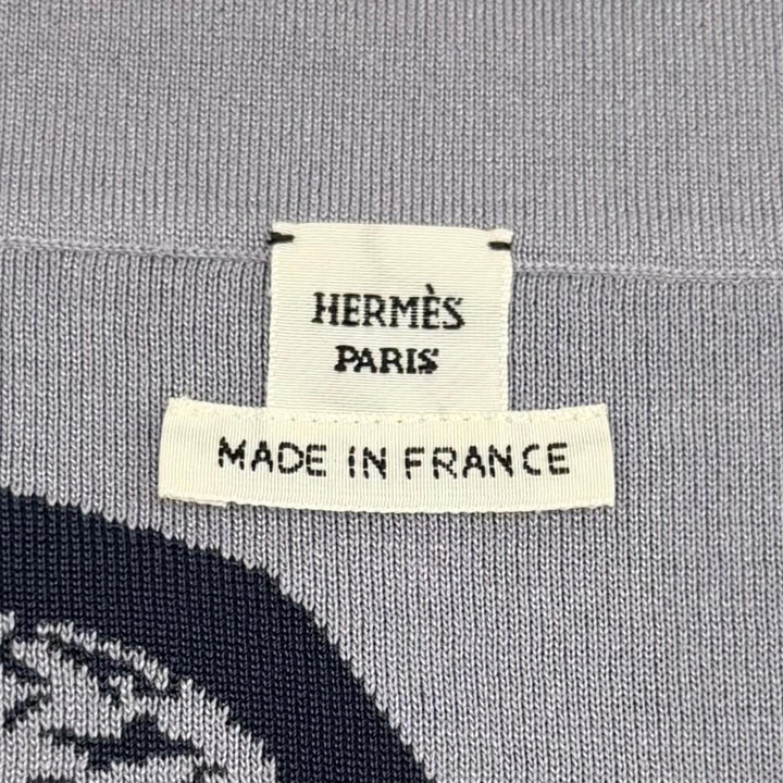 未使用品★HERMES エルメス 25SS 5E2686DA Brides de Gala 式典用馬勒 シルク混 ニット ネイビー グレー 38 仏製 正規品 レディース