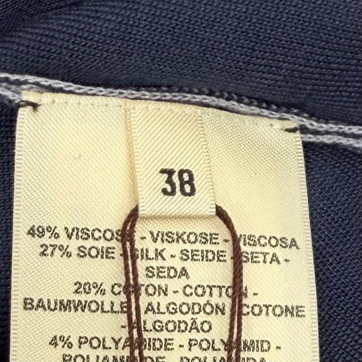 未使用品★HERMES エルメス 25SS 5E2686DA Brides de Gala 式典用馬勒 シルク混 ニット ネイビー グレー 38 仏製 正規品 レディース