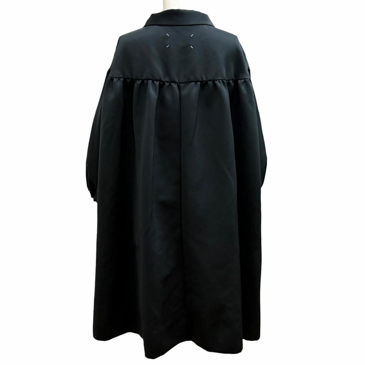 美品★Maison Margiela 4 メゾンマルジェラ4 S51CU0251 パフスリーブ サテン オーバーコート ブラック 38 イタリア製 正規品 レディース