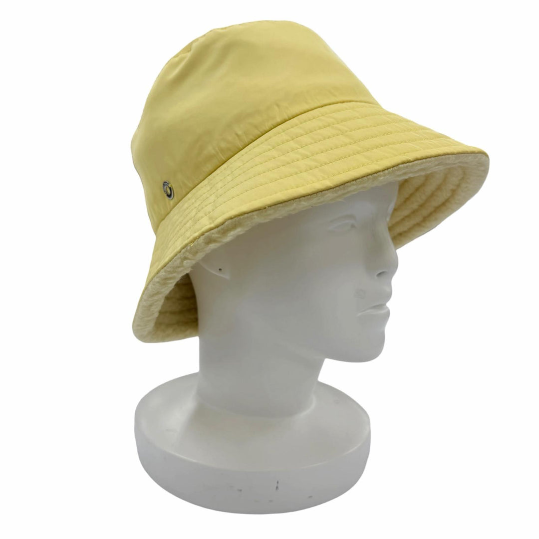 美品☆Loro Piana ロロピアーナ カシミヤ シルク Zita Reversible リバーシブル バケットハット イエロー L イタリア製 レディース