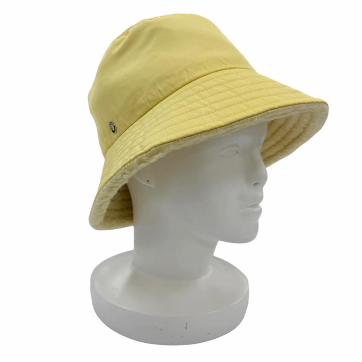 美品☆Loro Piana ロロピアーナ カシミヤ シルク Zita Reversible リバーシブル バケットハット イエロー L イタリア製 レディース