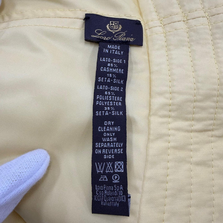 美品☆Loro Piana ロロピアーナ カシミヤ シルク Zita Reversible リバーシブル バケットハット イエロー L イタリア製 レディース