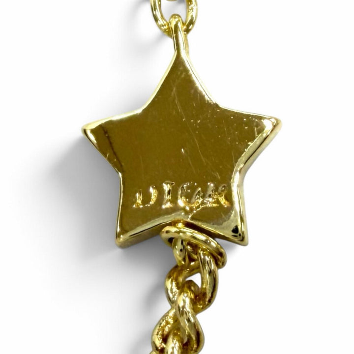 極美品★DIOR ディオール Petit CD ダブル ネックレス ラインストーン スターチャーム ペンダント アクセサリー ゴールド レディース