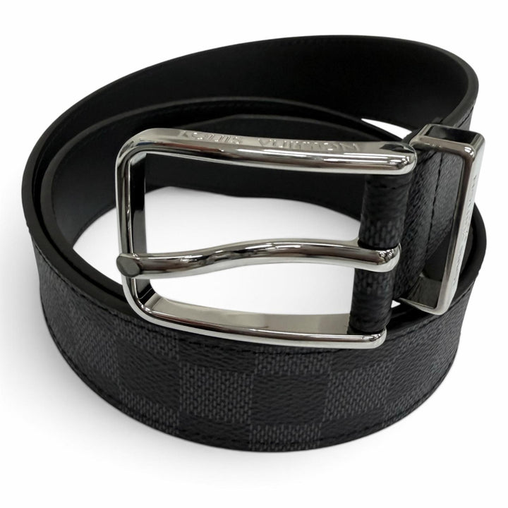 極美品□LOUIS VUITTON ルイヴィトン 2023年製 M8200 ベルト・ポンヌフ 35MM ダミエグラフィット レザーベルト 黒 95/38 スペイン製