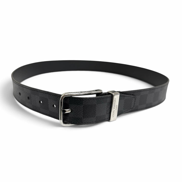 極美品□LOUIS VUITTON ルイヴィトン 2023年製 M8200 ベルト・ポンヌフ 35MM ダミエグラフィット レザーベルト 黒 95/38 スペイン製