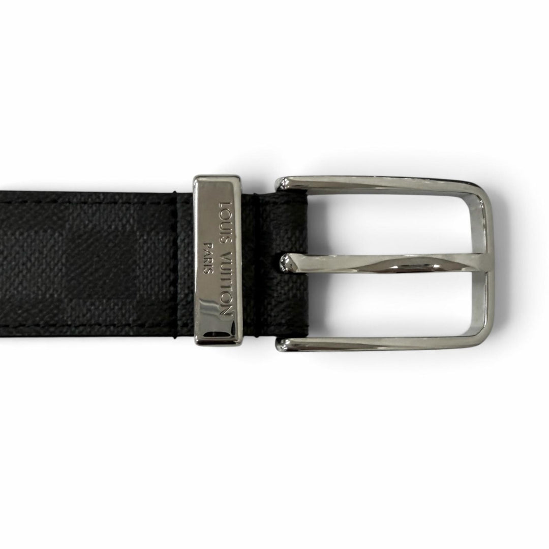 極美品□LOUIS VUITTON ルイヴィトン 2023年製 M8200 ベルト・ポンヌフ 35MM ダミエグラフィット レザーベルト 黒 95/38 スペイン製