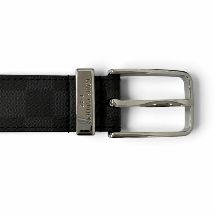 極美品□LOUIS VUITTON ルイヴィトン 2023年製 M8200 ベルト・ポンヌフ 35MM ダミエグラフィット レザーベルト 黒 95/38 スペイン製