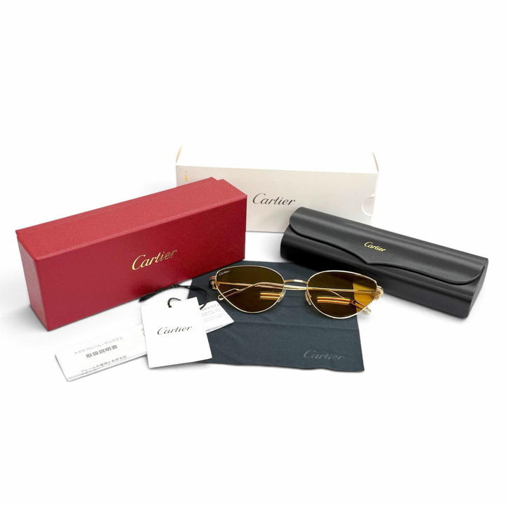 未使用品△Cartier カルティエ CT0155S プルミエール ドゥ カルティエ 2Cデコール キャッツアイ サングラス 57□19 140 デモレンズ 箱付