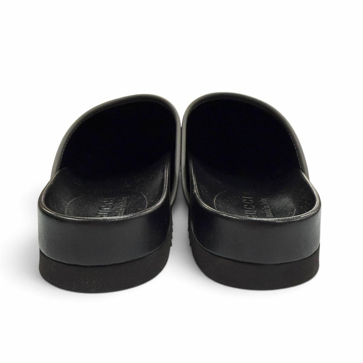 未使用品▼GUCCI グッチ 738964 GGスプリームキャンバス レザー ホースビット ミュール サンダル グレー 7 イタリア製 メンズ 箱付き