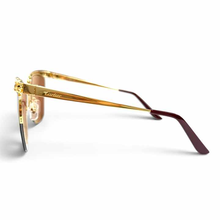 未使用品△Cartier カルティエ CT0124S パンテール ドゥ カルティエ キャッツアイ サングラス ゴールド ボルドー 59□16 140 デモレンズ