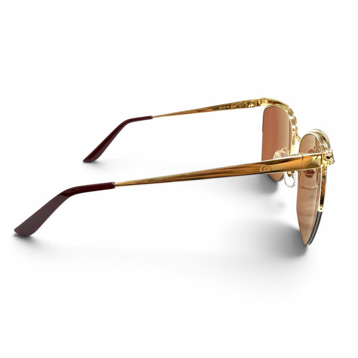 未使用品△Cartier カルティエ CT0124S パンテール ドゥ カルティエ キャッツアイ サングラス ゴールド ボルドー 59□16 140 デモレンズ