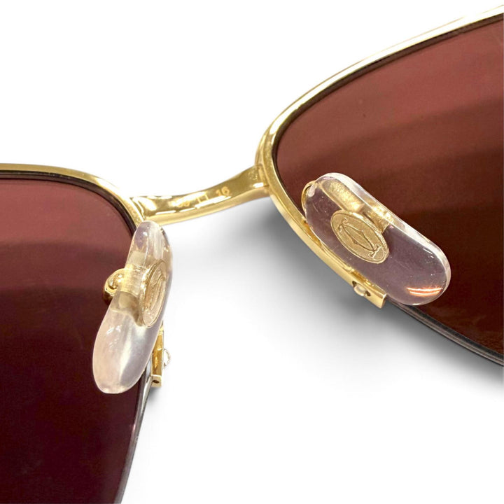 未使用品△Cartier カルティエ CT0124S パンテール ドゥ カルティエ キャッツアイ サングラス ゴールド ボルドー 59□16 140 デモレンズ