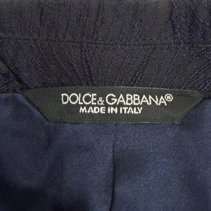 美品□DOLCE&amp;GABBANA ドルチェ＆ガッバーナ MARTINI リーフ エンブロイダリー シングルスーツ ネイビー ブラック 46 イタリア製 正規品
