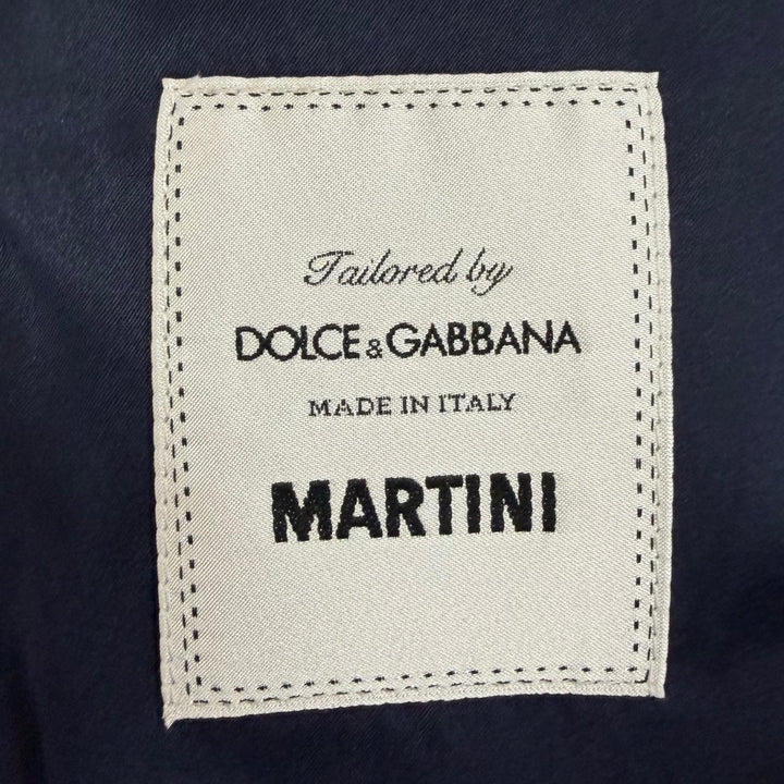 美品□DOLCE&amp;GABBANA ドルチェ＆ガッバーナ MARTINI リーフ エンブロイダリー シングルスーツ ネイビー ブラック 46 イタリア製 正規品