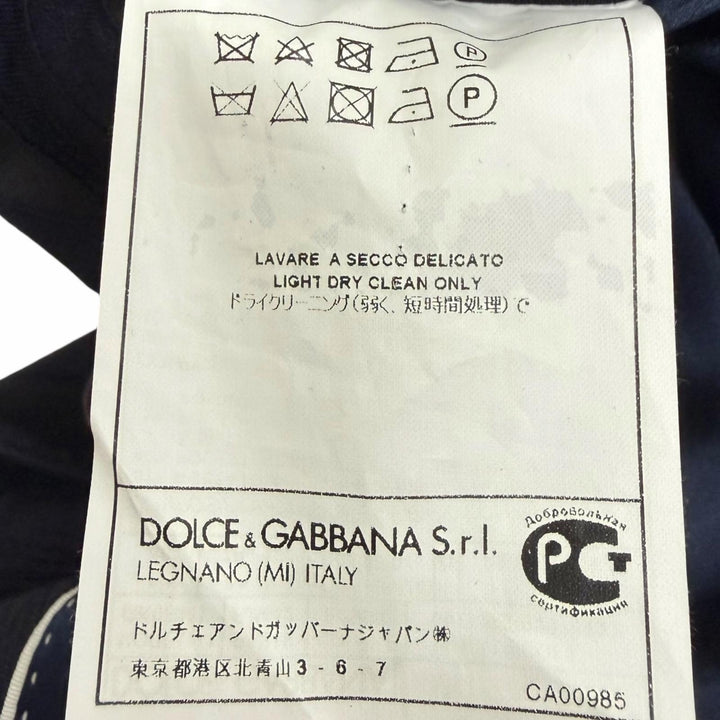 美品□DOLCE&amp;GABBANA ドルチェ＆ガッバーナ MARTINI リーフ エンブロイダリー シングルスーツ ネイビー ブラック 46 イタリア製 正規品