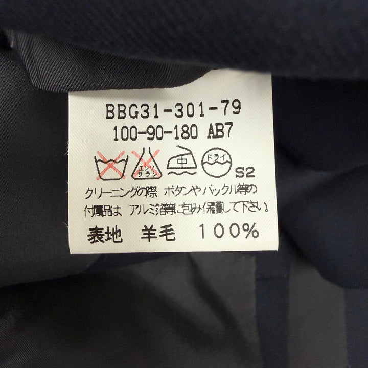 極美品□Burberrys バーバリー ウール100％ PRESTIGE COLECTION ロゴシェルボタン ダブルスーツ ネイビー 100-90-180/AB7 日本製 正規品