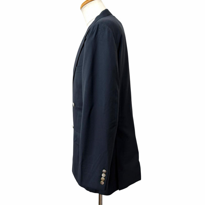 極美品□Burberrys バーバリー ウール100％ PRESTIGE COLECTION ロゴシェルボタン ダブルスーツ ネイビー 100-90-180/AB7 日本製 正規品
