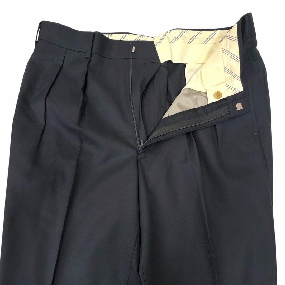 極美品□Burberrys バーバリー ウール100％ PRESTIGE COLECTION ロゴシェルボタン ダブルスーツ ネイビー 100-90-180/AB7 日本製 正規品