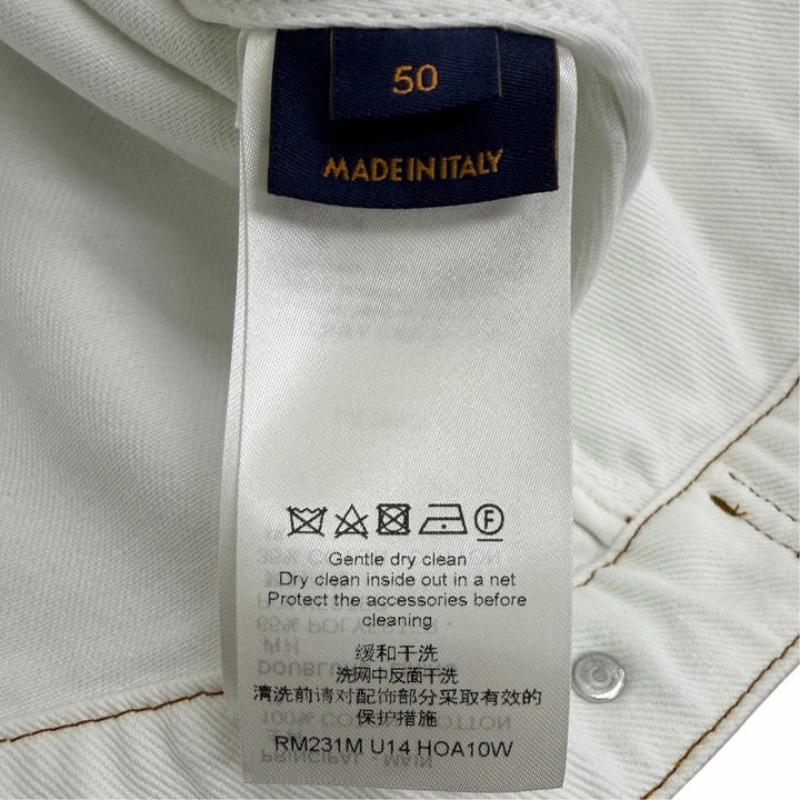 極美品□LOUIS VUITTON ルイヴィトン 23SS LVスプレー ジージャン デニムジャケット ホワイト ブルー 50 イタリア製 正規品 メンズ
