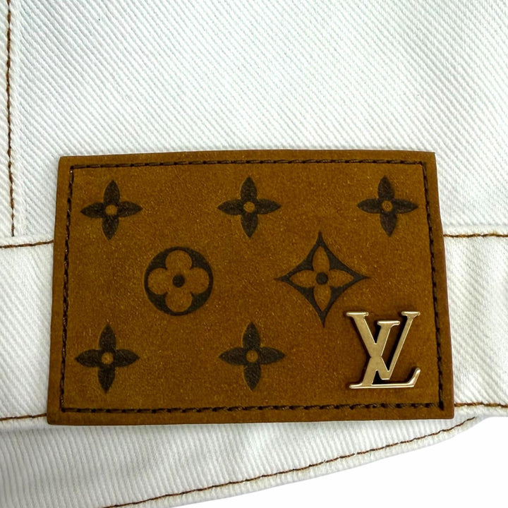 極美品□LOUIS VUITTON ルイヴィトン 23SS LVスプレー ジージャン デニムジャケット ホワイト ブルー 50 イタリア製 正規品 メンズ