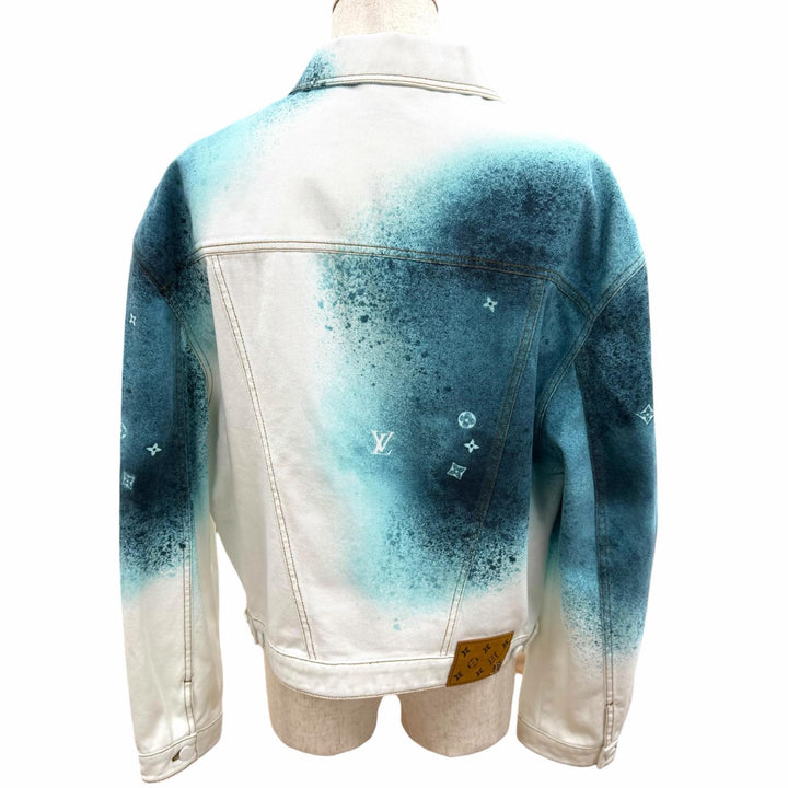 極美品□LOUIS VUITTON ルイヴィトン 23SS LVスプレー ジージャン デニムジャケット ホワイト ブルー 50 イタリア製 正規品 メンズ