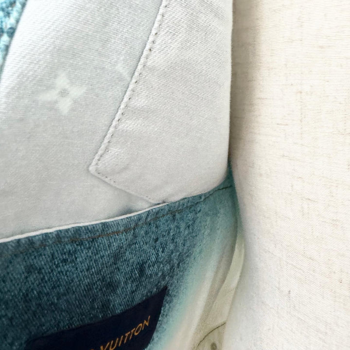 極美品□LOUIS VUITTON ルイヴィトン 23SS LVスプレー ジージャン デニムジャケット ホワイト ブルー 50 イタリア製 正規品 メンズ