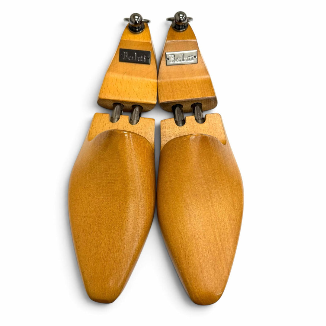 【ドンドン見直し】美品□Berluti ベルルッティ ウッド ナチュラル ロゴプレート付き シューキーパー シューツリー ブラウン 8 メンズ