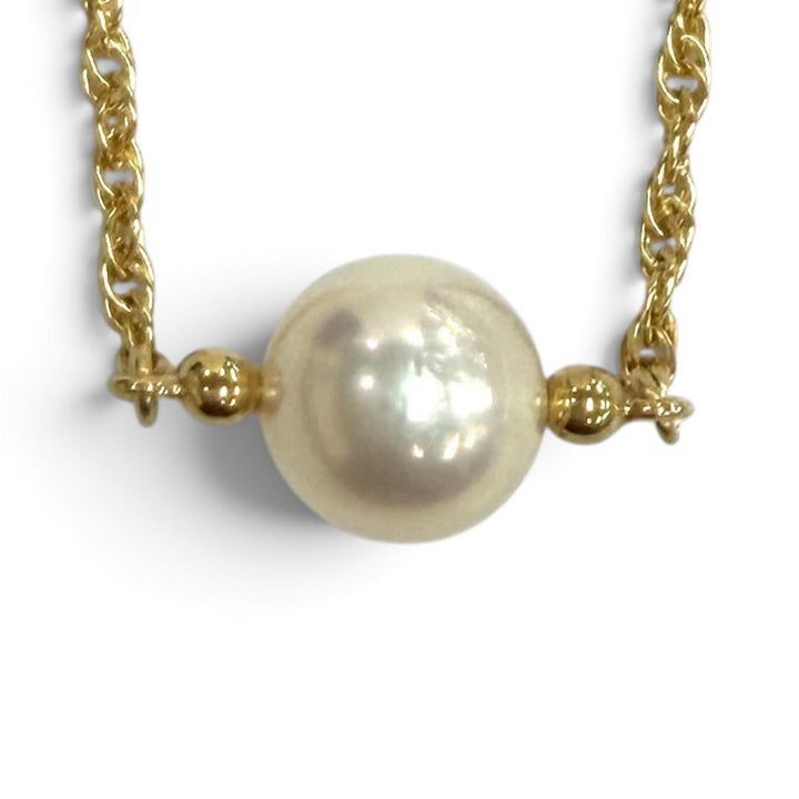 極美品★MIKIMOTO ミキモト K18 パール 一粒パール ロープチェーン ネックレス ペンダント アクセサリー ホワイト ゴールド 重量3.64g