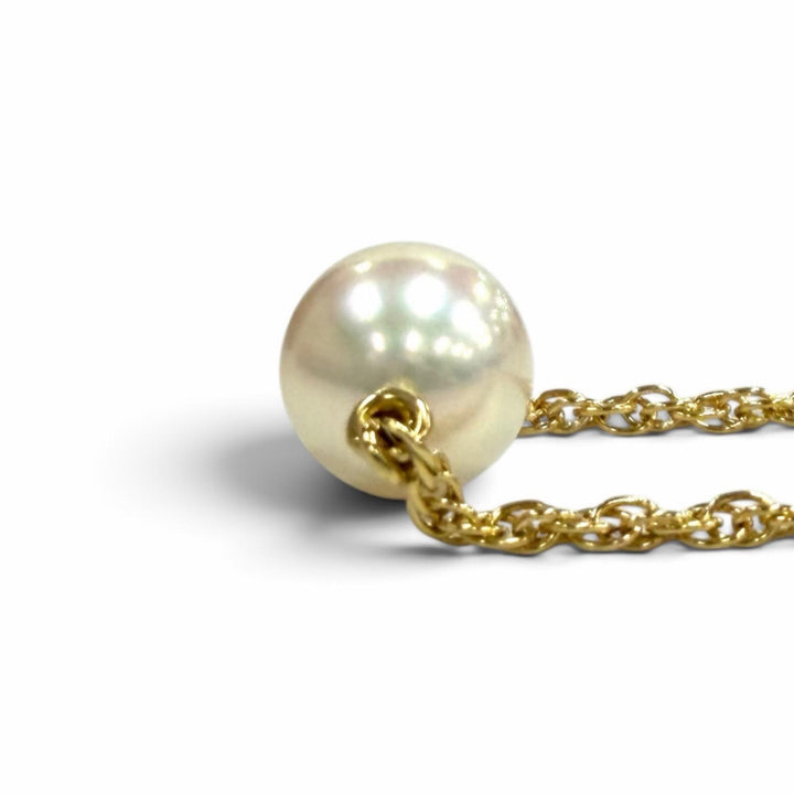 極美品★MIKIMOTO ミキモト K18 パール 一粒パール ロープチェーン ネックレス ペンダント アクセサリー ホワイト ゴールド 重量3.64g