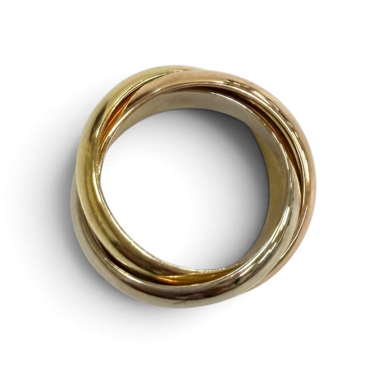 美品★Cartier カルティエ トリニティ リング ラージ (LM) 750(PG YG WG) 指輪 アクセサリー 49(JP9号相当) 重量13.21ｇ