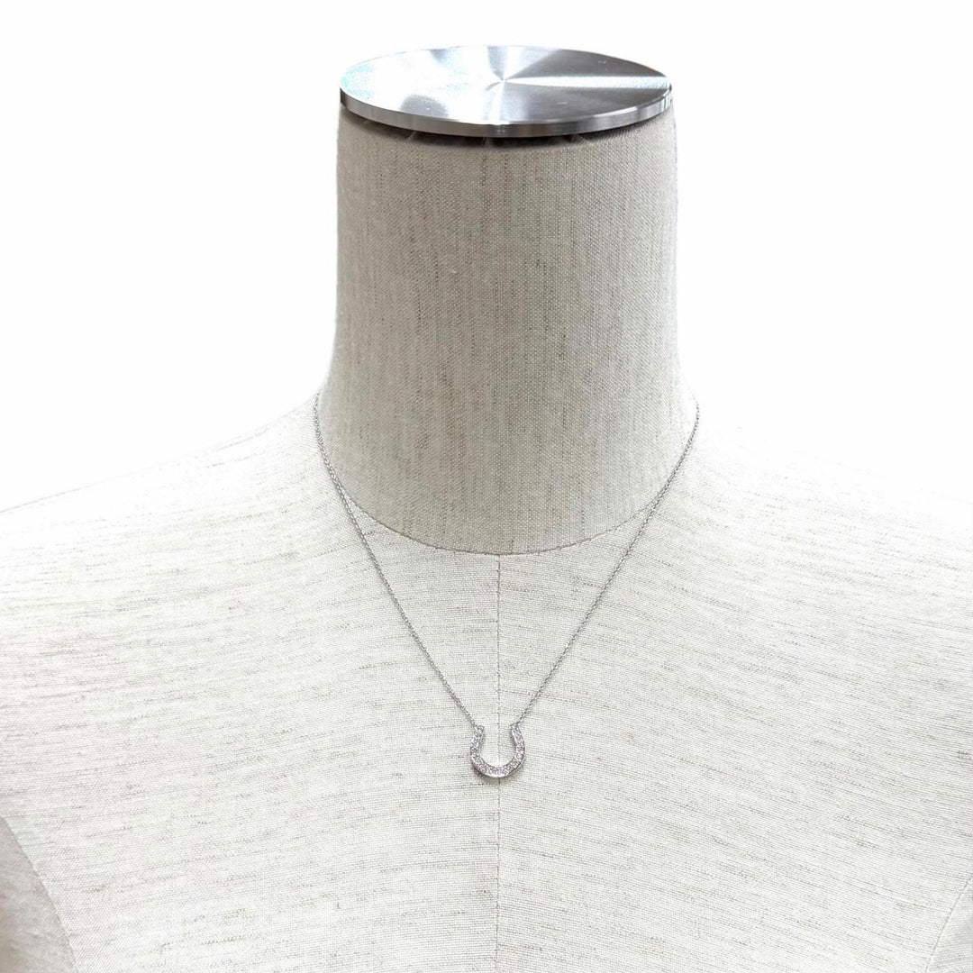 極美品★TIFFANY&amp;Co. ティファニー PT950 ダイヤモンド ホースシュー ネックレス ペンダント アクセサリー シルバー 重量3.55g