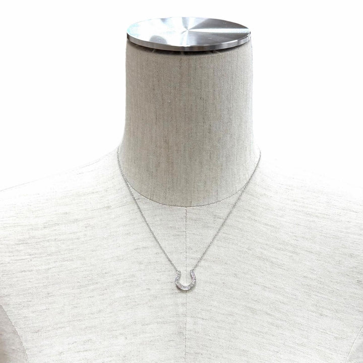 極美品★TIFFANY&amp;Co. ティファニー PT950 ダイヤモンド ホースシュー ネックレス ペンダント アクセサリー シルバー 重量3.55g
