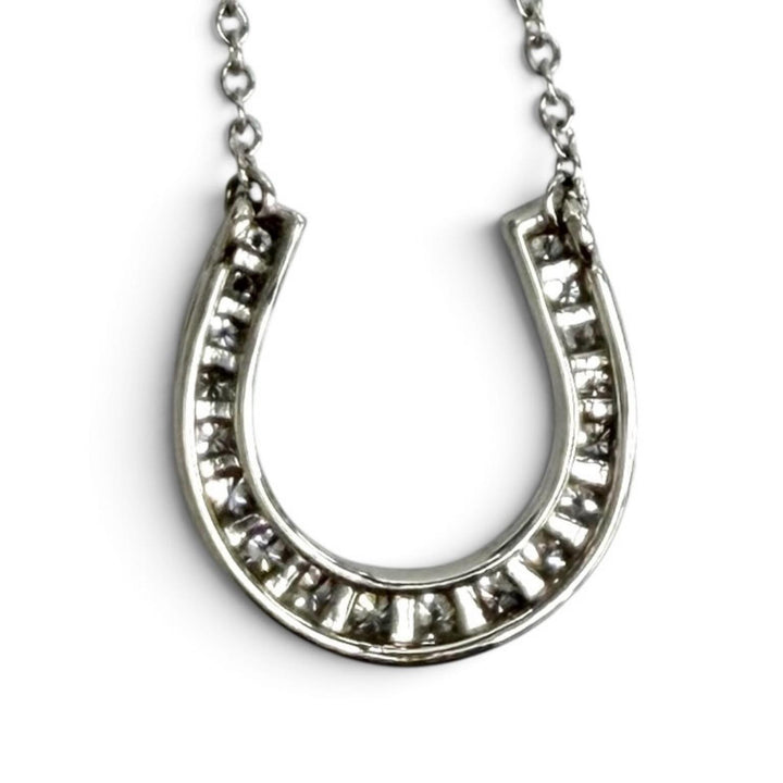極美品★TIFFANY&amp;Co. ティファニー PT950 ダイヤモンド ホースシュー ネックレス ペンダント アクセサリー シルバー 重量3.55g
