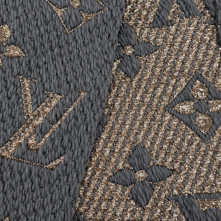 美品★LOUIS VUITTON ルイヴィトン M70467 エシャルプ ロゴマニア シャイン ウール シルク混 グリ マフラー イタリア製 正規品 保存袋付