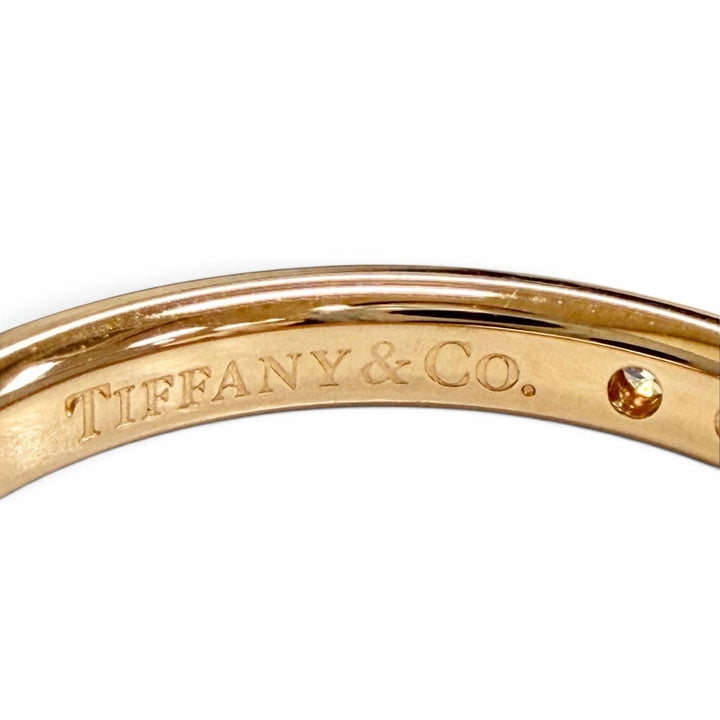 極美△TIFFANY&amp;Co. ティファニー エルサペレッティ スタッキング バンドリング 1Pダイヤモンド 750(PG) ピンクゴールド JP17号 重量4.07g