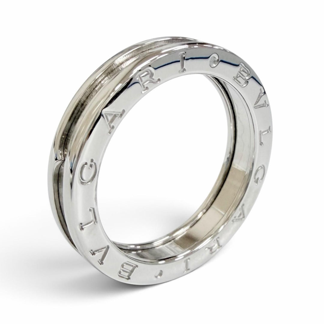 極美品△BVLGARI ブルガリ ビーゼロワン 1バンドリング 指輪 750(WG) ホワイトゴールド 59 JP19号 イタリア製 重量7.83g メンズ オススメ