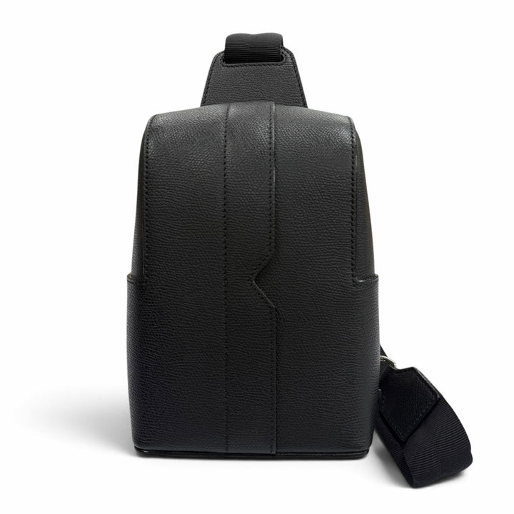 極美品▼Valextra ヴァレクストラ カーフスキン レザー Vライン ワンショルダー バックパック ミニ ボディバッグ ブラック 定価363000円