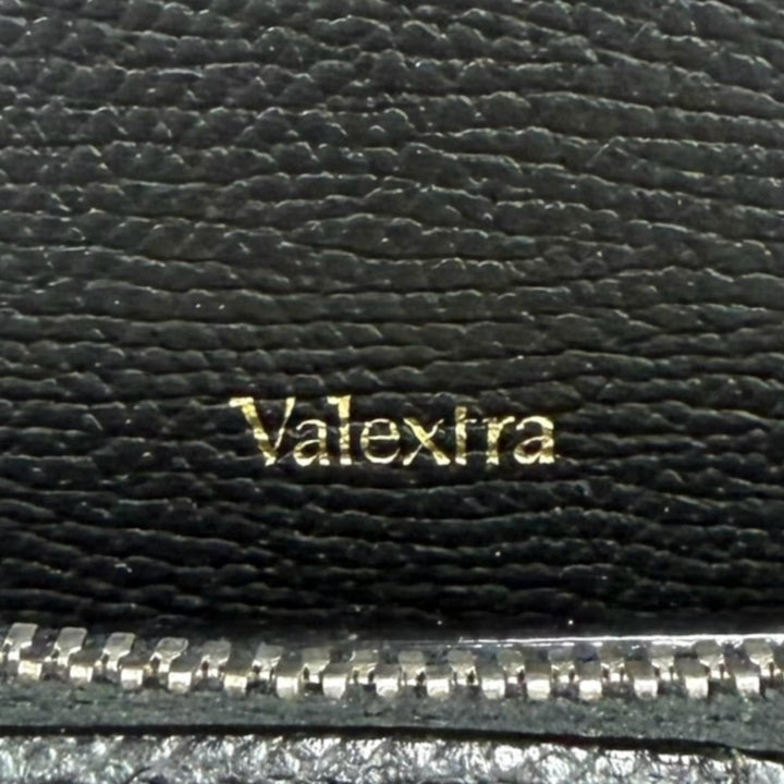 極美品▼Valextra ヴァレクストラ カーフスキン レザー Vライン ワンショルダー バックパック ミニ ボディバッグ ブラック 定価363000円