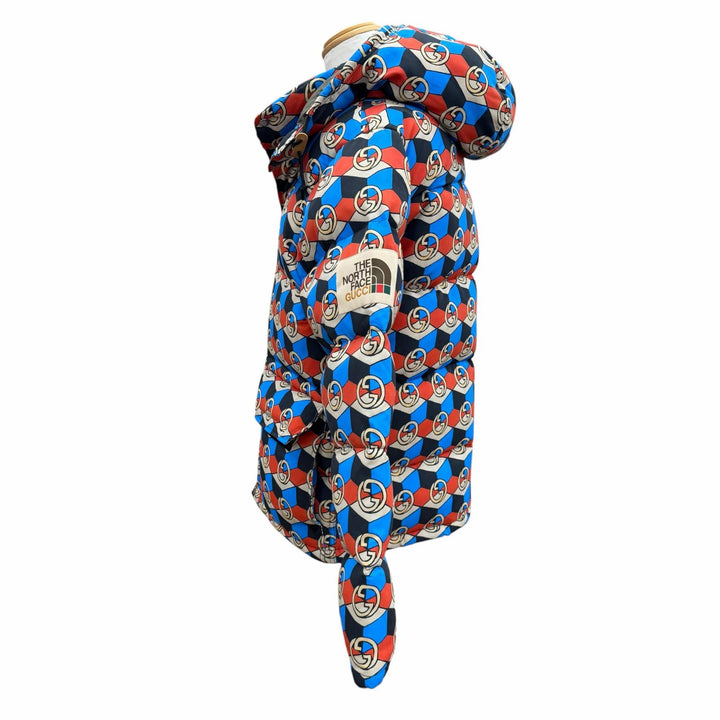 極美品▼GUCCI THE NORTH FACE グッチ ザ・ノースフェイス 648862 GG柄 フーデッド WZIP ダウンジャケット マルチカラー M 正規品 メンズ