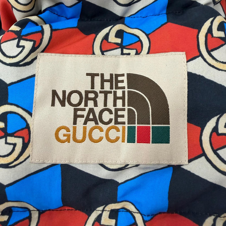 極美品▼GUCCI THE NORTH FACE グッチ ザ・ノースフェイス 648862 GG柄 フーデッド WZIP ダウンジャケット マルチカラー M 正規品 メンズ