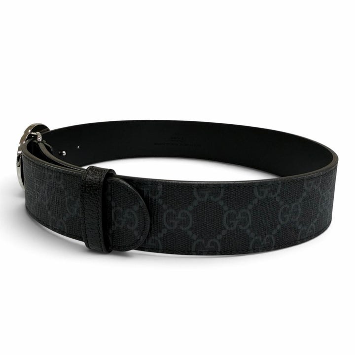 美品☆GUCCI グッチ 703147 GGスプリーム インターロッキングG ベルト ブラック シルバー金具 65/26 イタリア製 レディース 保存袋付き