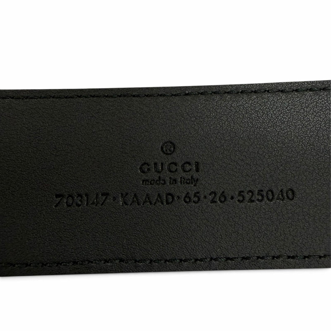 美品☆GUCCI グッチ 703147 GGスプリーム インターロッキングG ベルト ブラック シルバー金具 65/26 イタリア製 レディース 保存袋付き