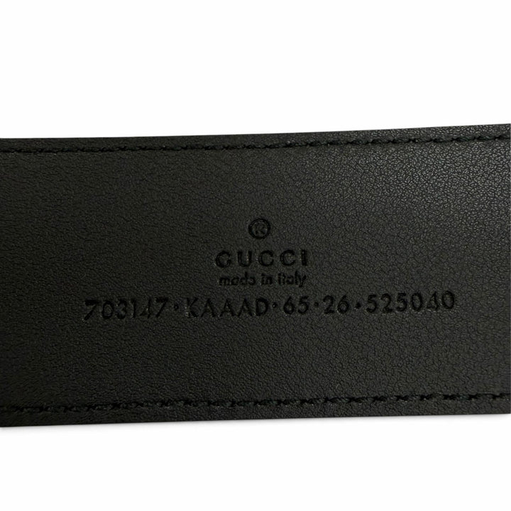 美品☆GUCCI グッチ 703147 GGスプリーム インターロッキングG ベルト ブラック シルバー金具 65/26 イタリア製 レディース 保存袋付き